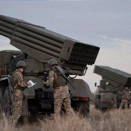 Holding military drills in the Kherson region, Ukraine